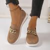 Fashion Autumn New Flat Shoes Women's Fashion Round Head Flannelette Mesh Hollow Metal Chain Soft Sole Non-slip Single Shoes