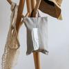 Cotton Linen Fabric Tissue Set Living Room Household Dining Table Paper Box Hanging Car Tissue Storage Bag Tissue Bag(Leather handle light gray)
