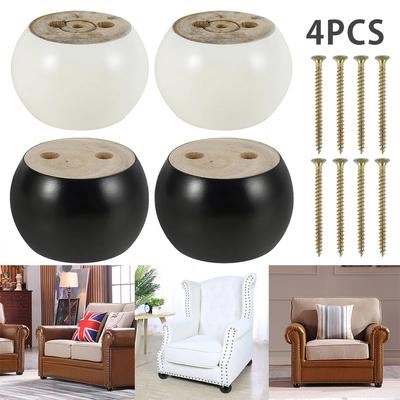 4 Pièces Pieds de Meuble en Bois 10 CM Arrondis en Bois Massif Pieds de Canapé avec Vis pour DIY Chaise Armoire Pieds de Table Ensemble de Remplacement