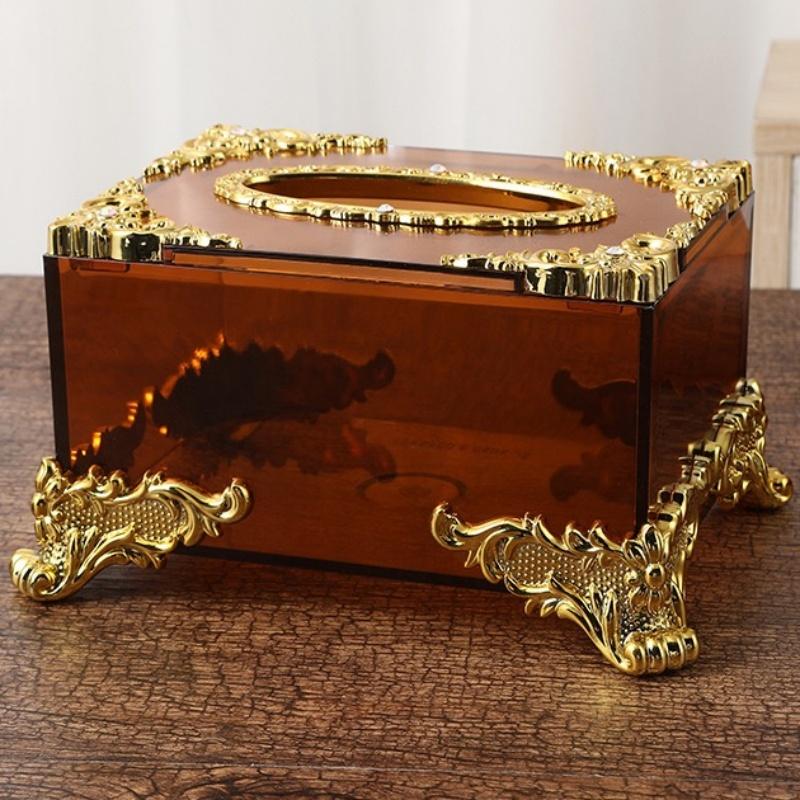 Luxury Acrylic Tissue Boxes Storage Napkin Holder Paper Case Organizer Ornament Craft Desktop Tissue Holder Kitchen Tissue Box