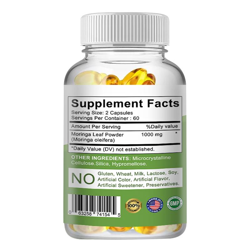 Polvere di Foglie di Moringa 120 Capsule Integratore Alimentare