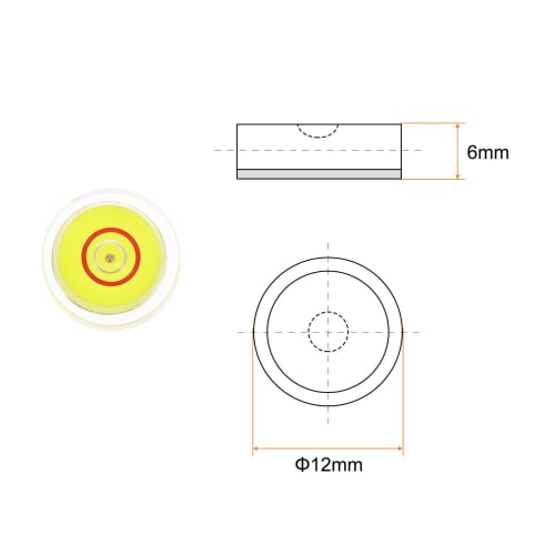 uxcell Round Bubble Level, 12x6mm, Mini Circular Bullseye Level for Camera Tripods, Telescopes, Workshops, Turntables, and Picture Frames, Yellow