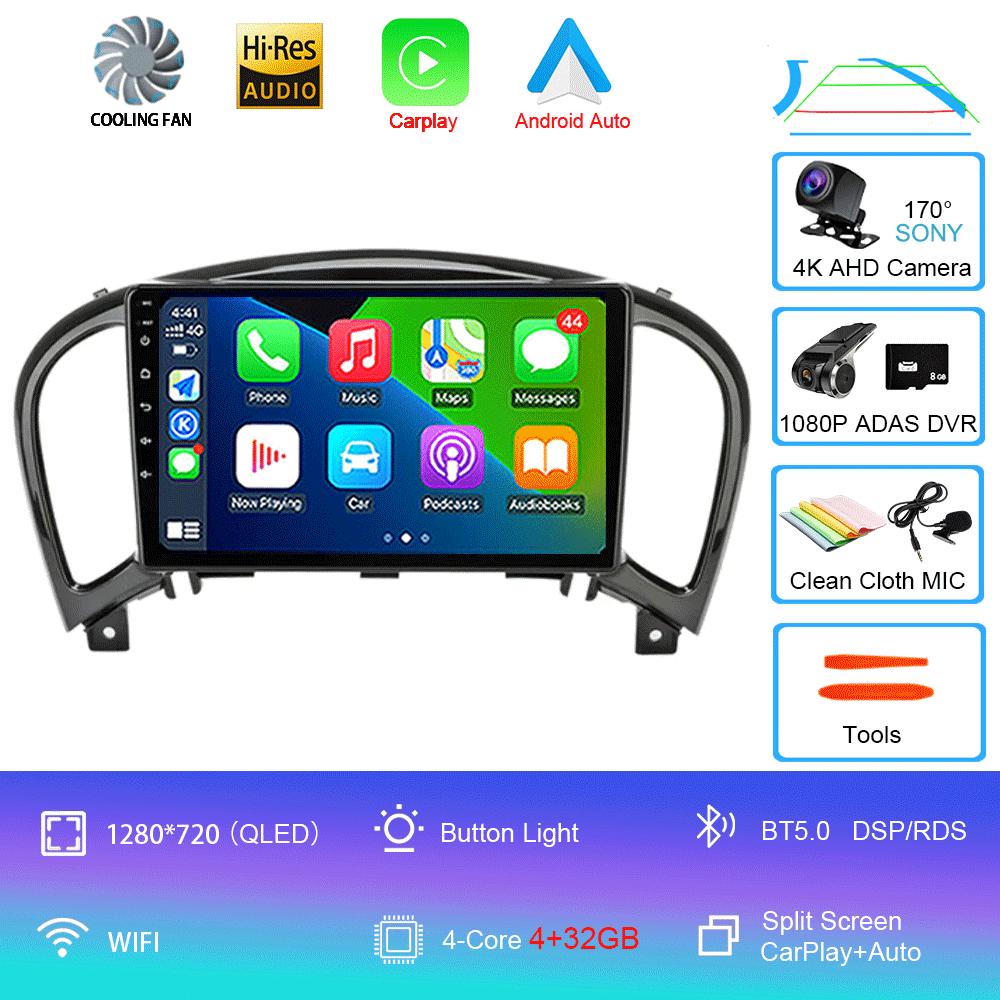 Android 14 Video Player Carplay Auto For Nissan Juke YF15 2010 - 2014 Multimedia Car Radio WIFi+4G DSP 2 DIN Touch Screen