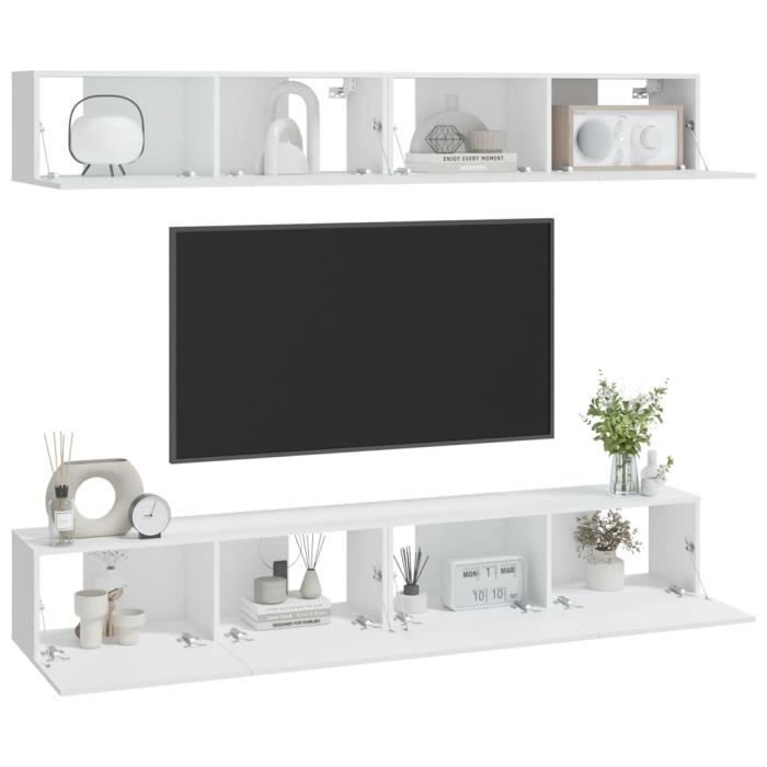 VidaXL Meubles TV muraux 4 pcs Blanc 100x30x30 cm 3114190