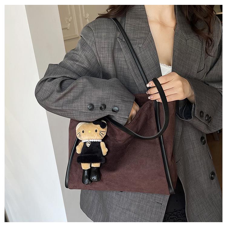 Retro Suede Versatile Shoulder Tote - High-End Fashionable Large Capacity Bag