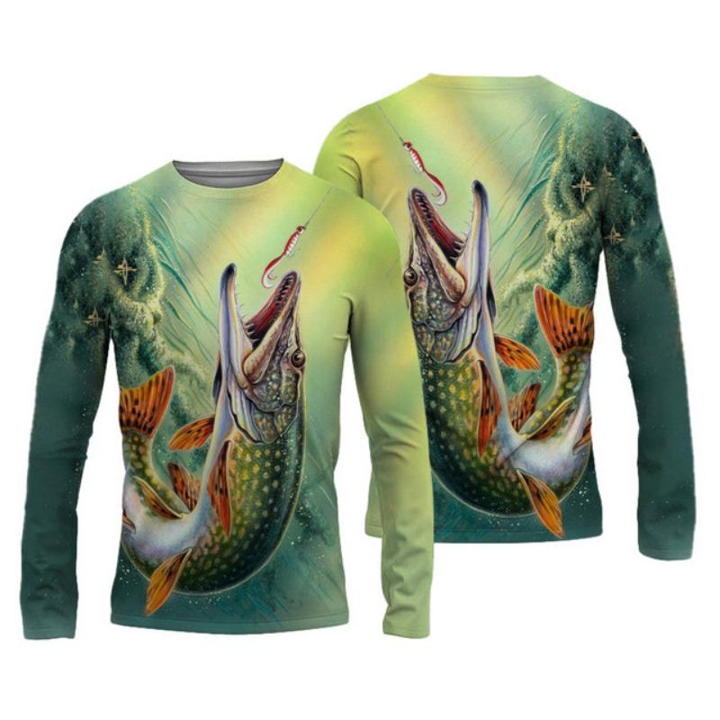 

Новые мужские рубашки для рыбалки с 3D-принтом, одежда для рыбалки, дышащая футболка с длинным рукавом, летняя спортивная рубашка для рыбалки с круглым вырезом 5XL