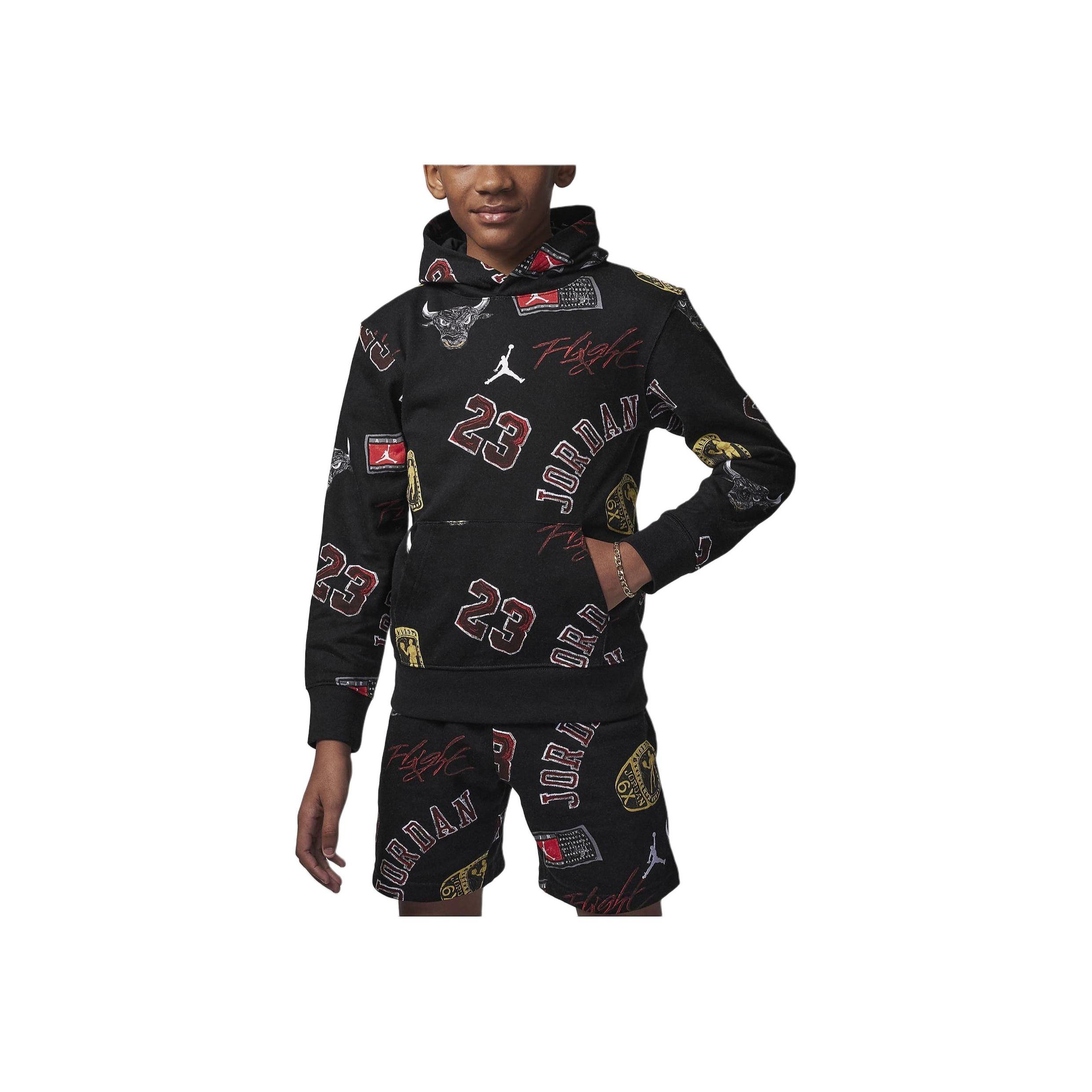 

Jordan Толстовка с капюшоном с буквами и цифрами, повседневная, детская, черная, HF2526-010 XL