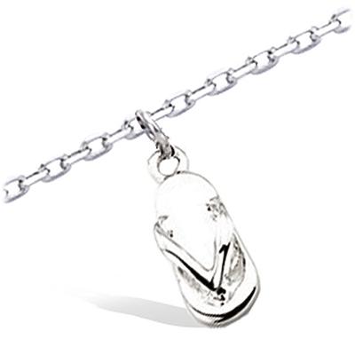 [K9136] - Silver Ankle Chain 'Tong' Silver (rhodium-plated) - 10x4 Mm