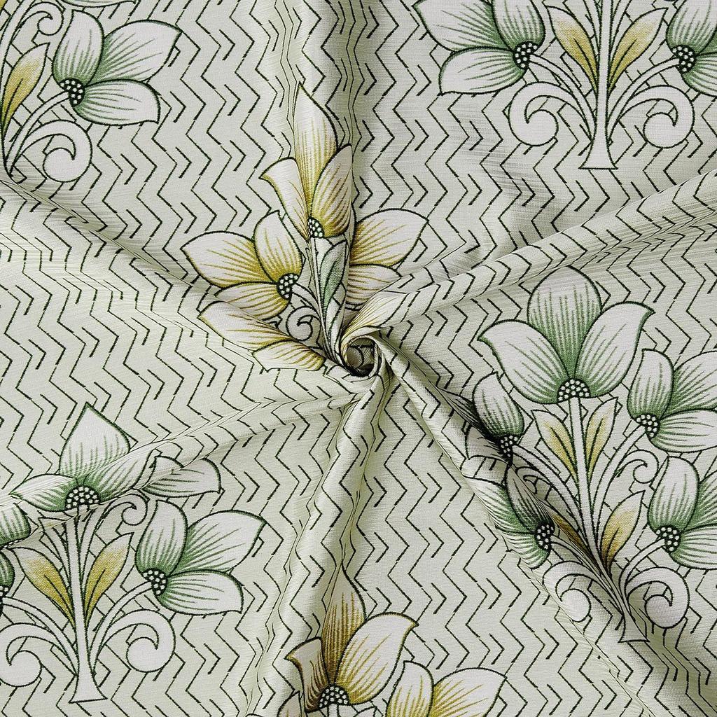 Pack of 2 Polyester Floral Damask Print Window Curtain Regular Print 135 GSM , Green