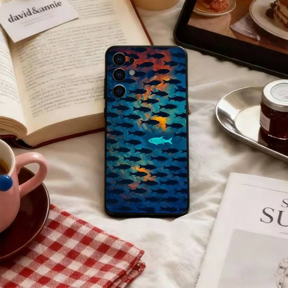 

Small fish Phone Case For Samsung S25,S24,S21,S22,S23,S30,Ultra,S20,Plus,Fe,Lite,Note,10,Soft Black Cover Samsung S21plus