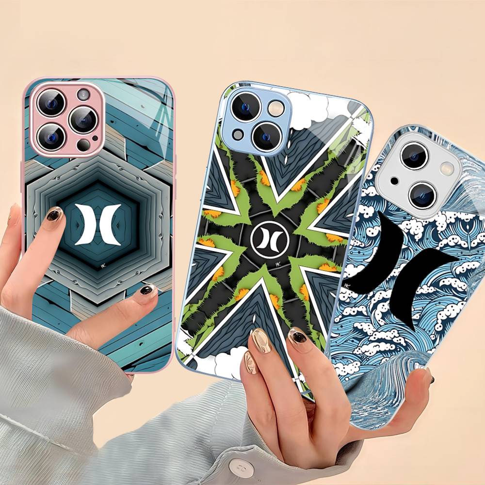 Klassische Berühmte Marke H-HurleyS Logo Gehärtetes Glas Für Iphone 14 13 12 11 Pro Mini XS MAX 14Plus X XS XR Hüllen