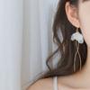 Korean Acrylic Big Flower Tassel Drop Earrings For Women Sweet White Petals Brincos Wedding Party Jewelry Girl Gift