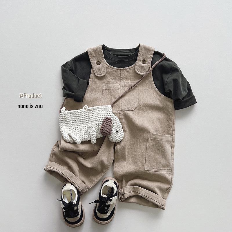 Mengbaobi Kids' Autumn Overalls: Japanese and Korean Style Pants for Boys and Girls, Casual and Trendy.