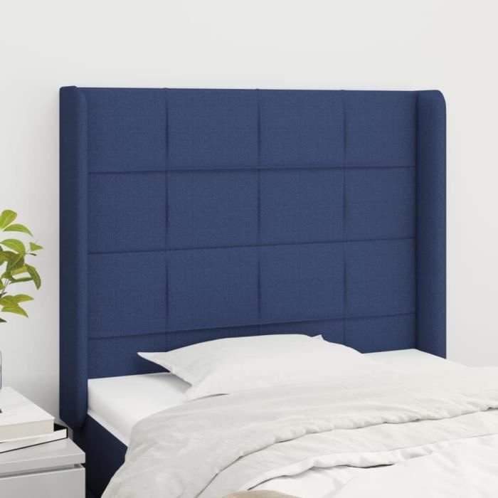 VidaXL Tête de lit avec oreilles Bleu 93x16x118-128 cm Tissu3119568