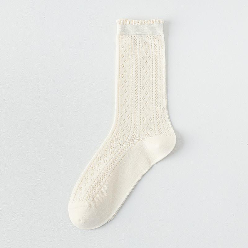 Female Summer Thin Breathable Mesh Boneless Loose Mouth In The Tube Stack Socks