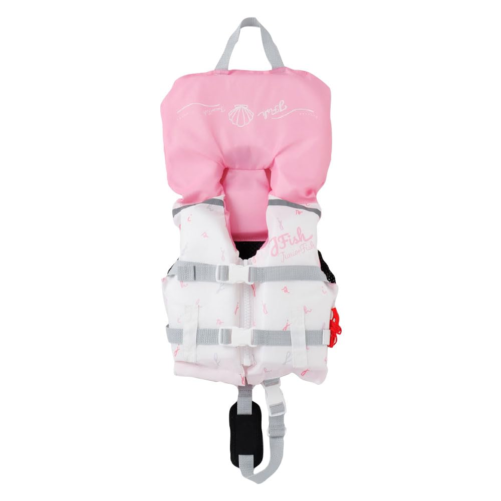 

Outdoor Life Vest with Head Baby with Life Horn and Crotch Belt Unisex Kids High Buoyancy JUNIOR-FISH 90-110cm (Pink, XS) розовый