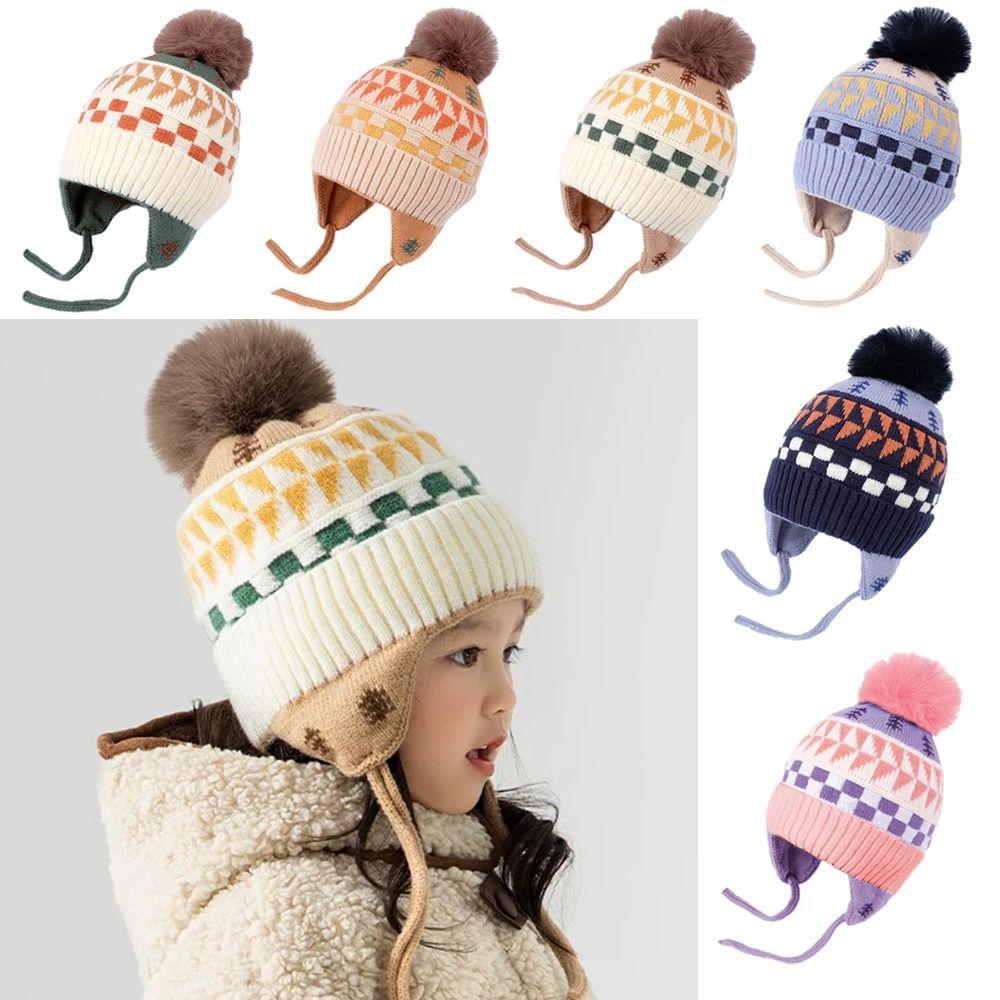Soft Ear Protection Hat Wool Children Beanies Winter Warm Kids Cap  Baby