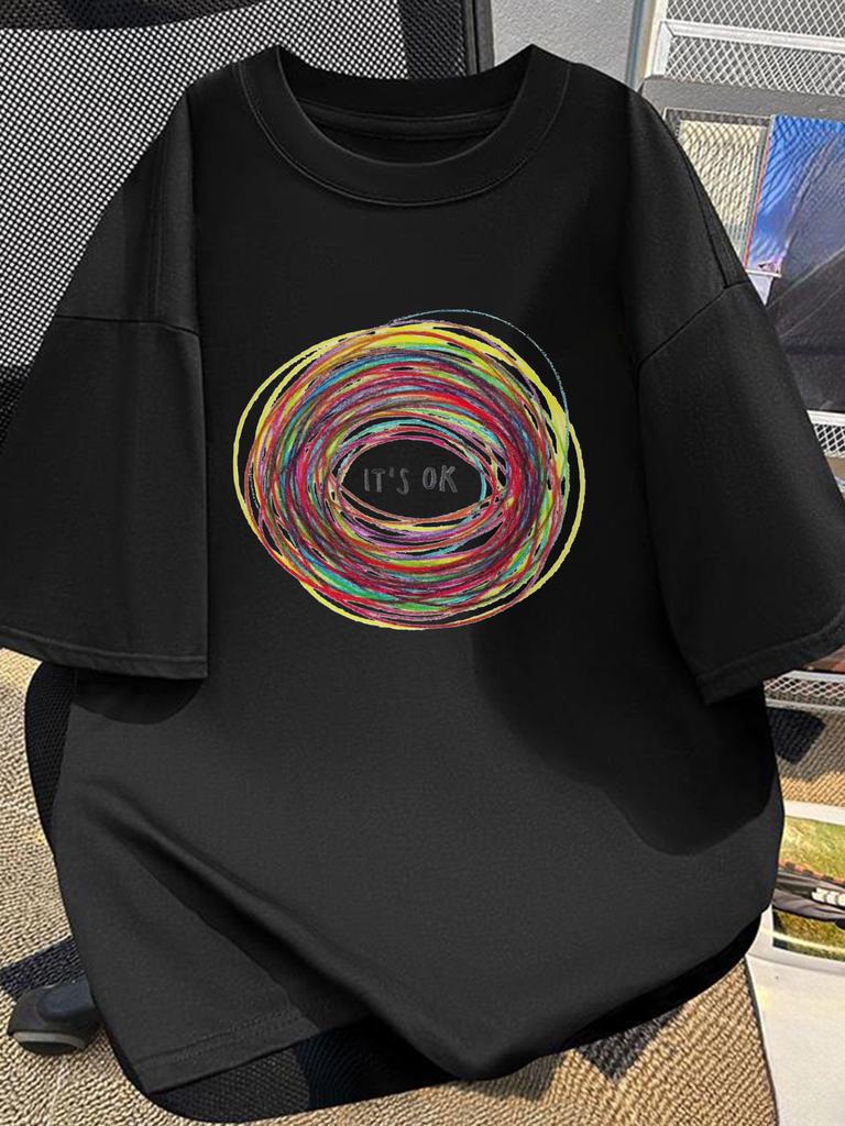 Vibrant Abstract Graphic Printing Summer Autumn Winter Luxury Brand Pure Cotton Men's and Women's T-shirt Short Sleeve Outdoor