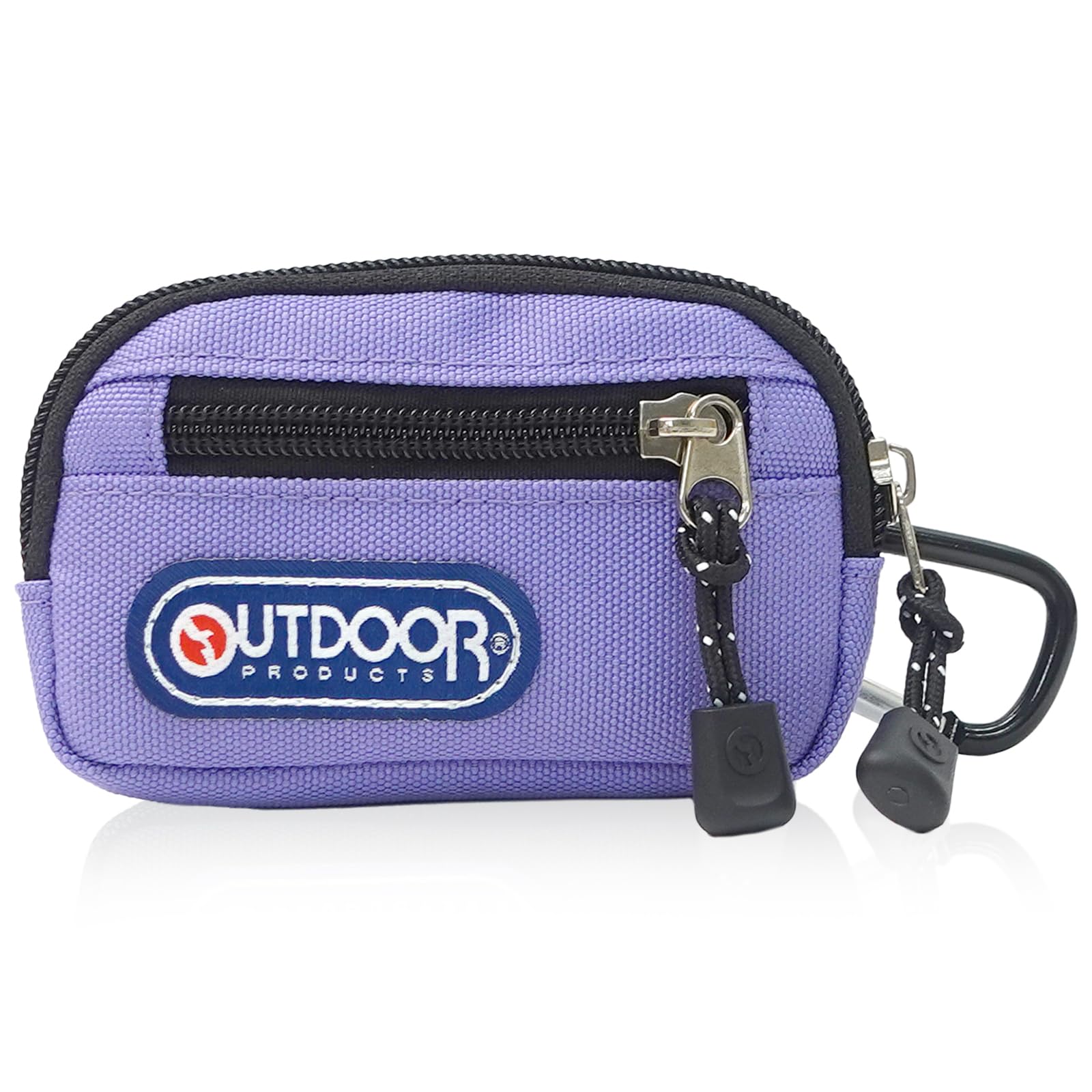 

Outdoor Products Coin Purse, Round, with Coin Storage, Bill Storage, Card Storage, and Carabiner, Solid Color, Luminous Lavender
