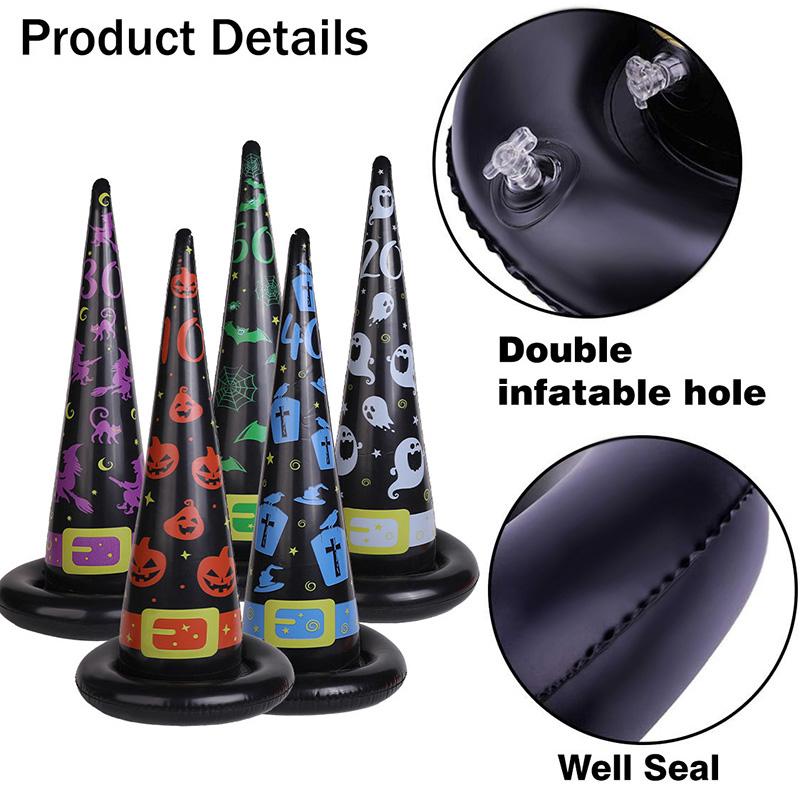 5 Stück Halloween Aufblasbarer Hexenhut Ringwurfspiel Halloween Party Indoor Outdoor Deko Zubehör Familienspiele Kinder Mitgebsel Spielzeug