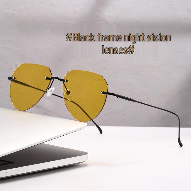 Trendy Rimless Sunglasses: UV Protection Men s Retro Fishing Glasses Sunglasses