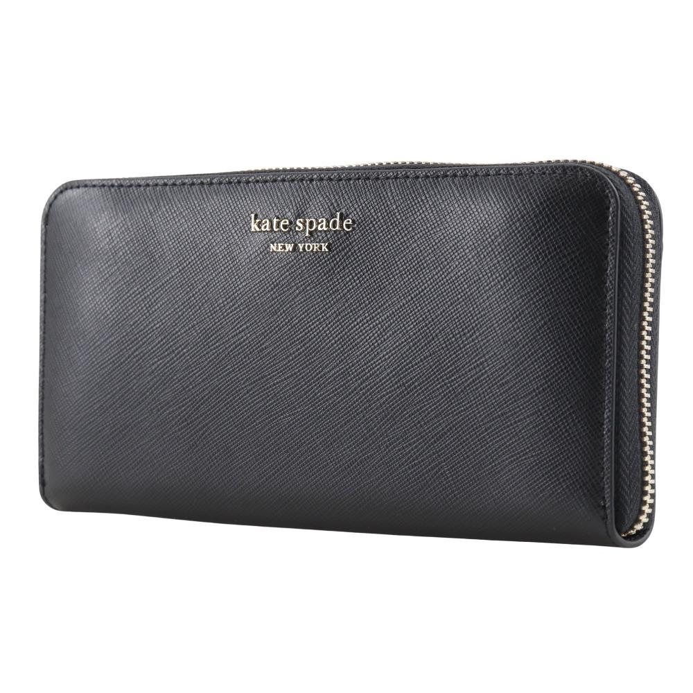 Kate Spade Reißverschluss-Geldbörse PWR00281 Spencer schwarzes Leder Damen Gebraucht