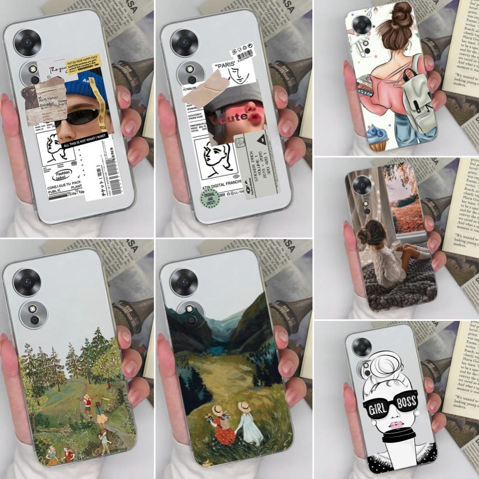 Čirý nárazník na telefon pro OPPO A52 A53 A72 A15 A17 AX5S Pouzdro Fashion Sweet Girls Potištěný měkký silikonový pár Zadní kryt pro nárazník Oppo Coque Fundas