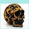 Elegante goldene Totenkopf-Figur Menschlicher Skelettkopf Perfekt für Halloween-Dekoration