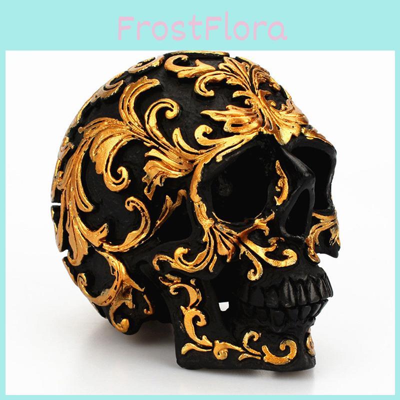 Elegante goldene Totenkopf-Figur Menschlicher Skelettkopf Perfekt für Halloween-Dekoration
