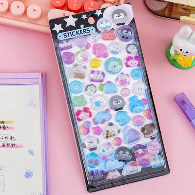 Embossed Animal 3D Crystal Sticker DIY Crafts PVC Cartoon Animal Sticker Kid Motivational Sticker Phone Case Decoration