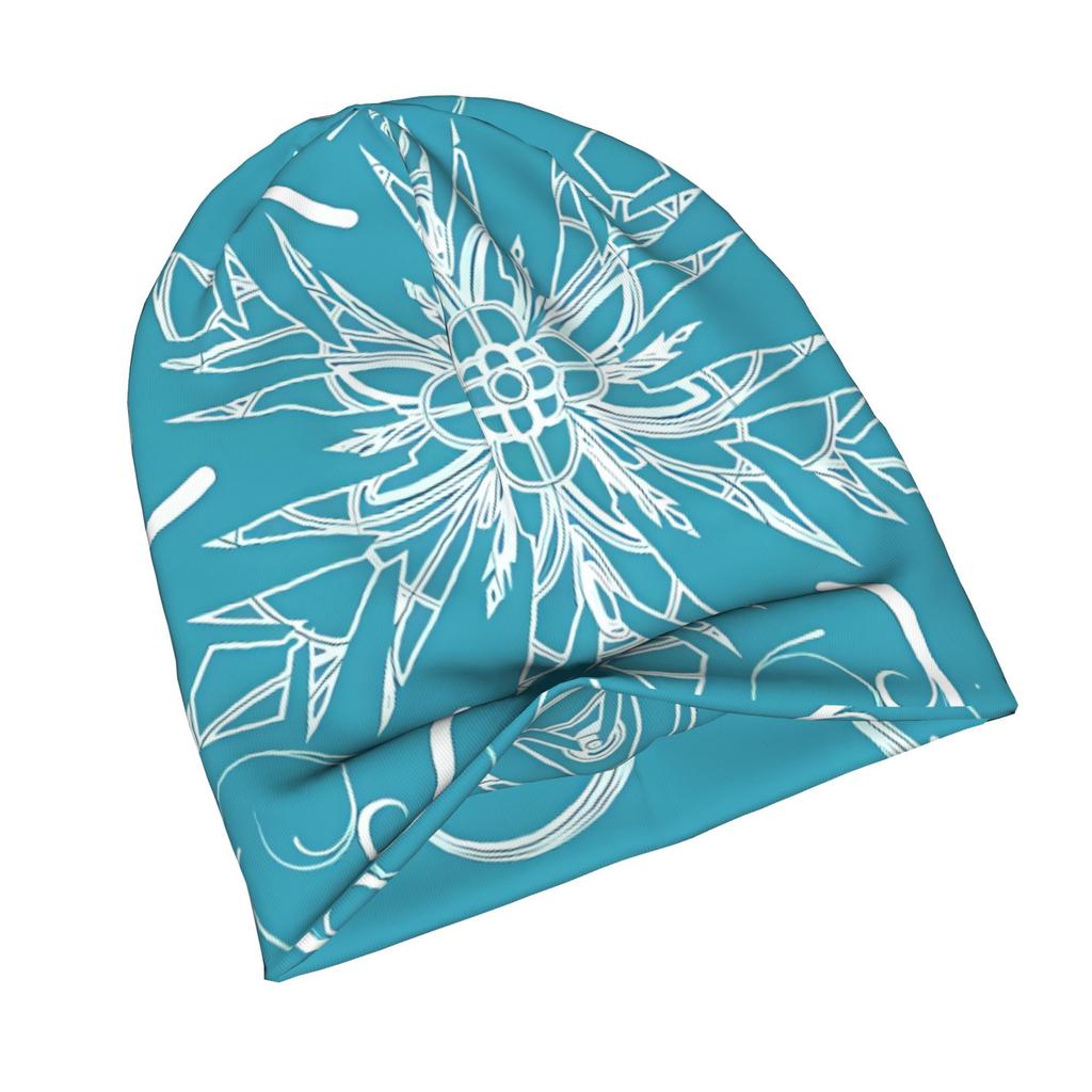 ZLIENSZUS Modern Snowflake Mandala Beanie for Men & - Flat Print Winter Hat with Mandala, Minimalist Streetwear Suitable for Casual Outfits, Layering,