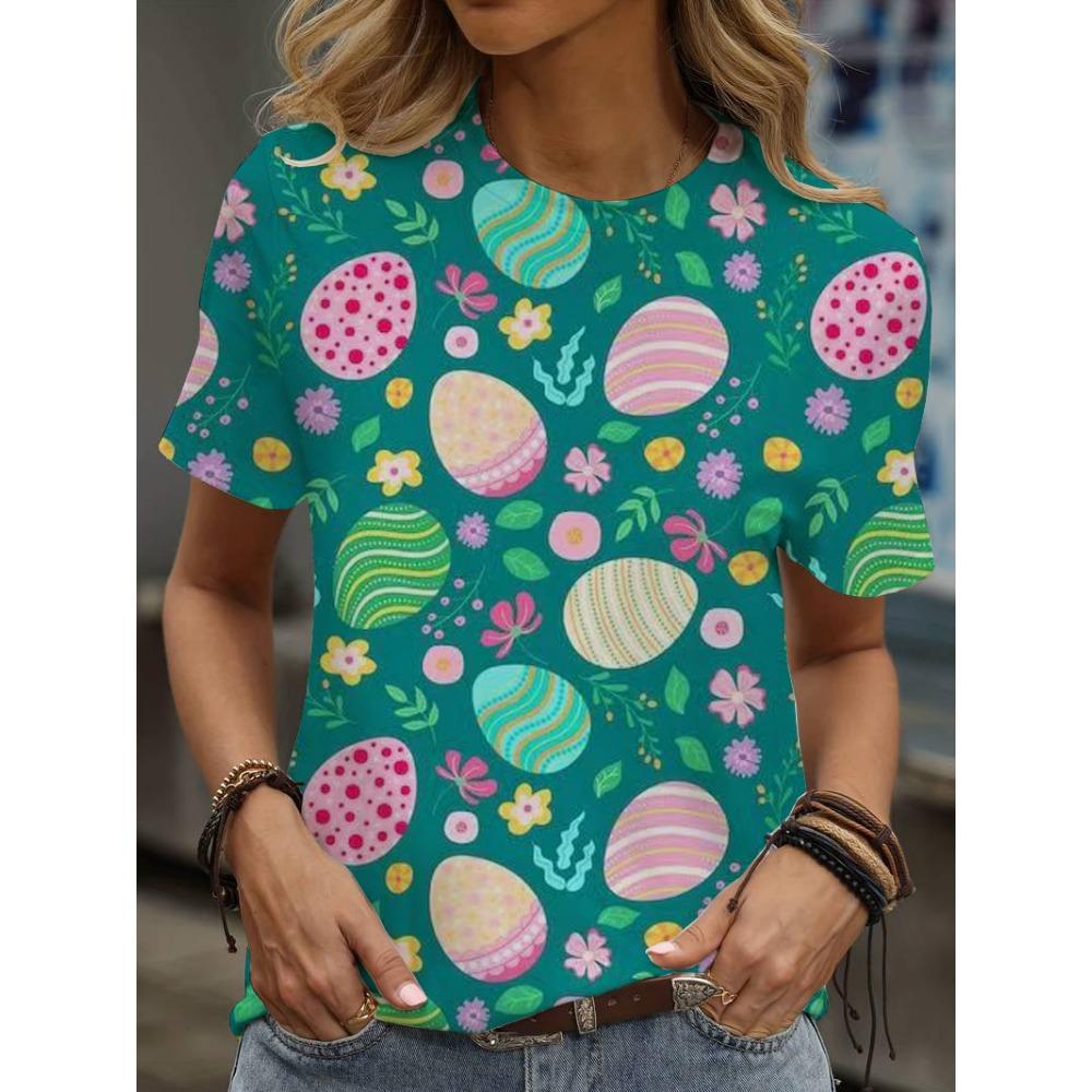 3D-Druck Cartoon Grafik T-Shirts Rundhals T-Shirt Lässig Kurzarm Oberteil Für Sommerhemden Und Blusen Locker Camisas De Mujer