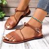Flat Bottomed Flat Buckle with Rhinestone Fish Mouth Casual Sandals