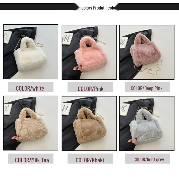 Mini Borsa in Finta Pelliccia di Coniglio Rex Autunno/Inverno: Borsa a tracolla con catena, morbida, alla moda e versatile per donna