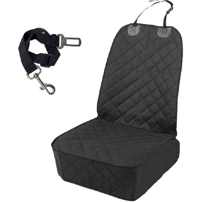 Dog Car Seat Cover, Waterproof & Scratch Proof Car Seat Protector With Side Flaps, Nonslip Front Car Seat Covers With Safety Belt, Universal Dog Mat