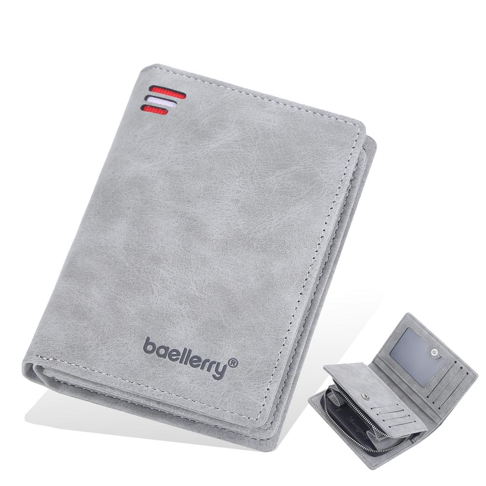 Men Pu Genuine Leather Short Wallet With Zipper Coin Pocket Vintage Big Capacity Male Short Money Purse Card Mount New