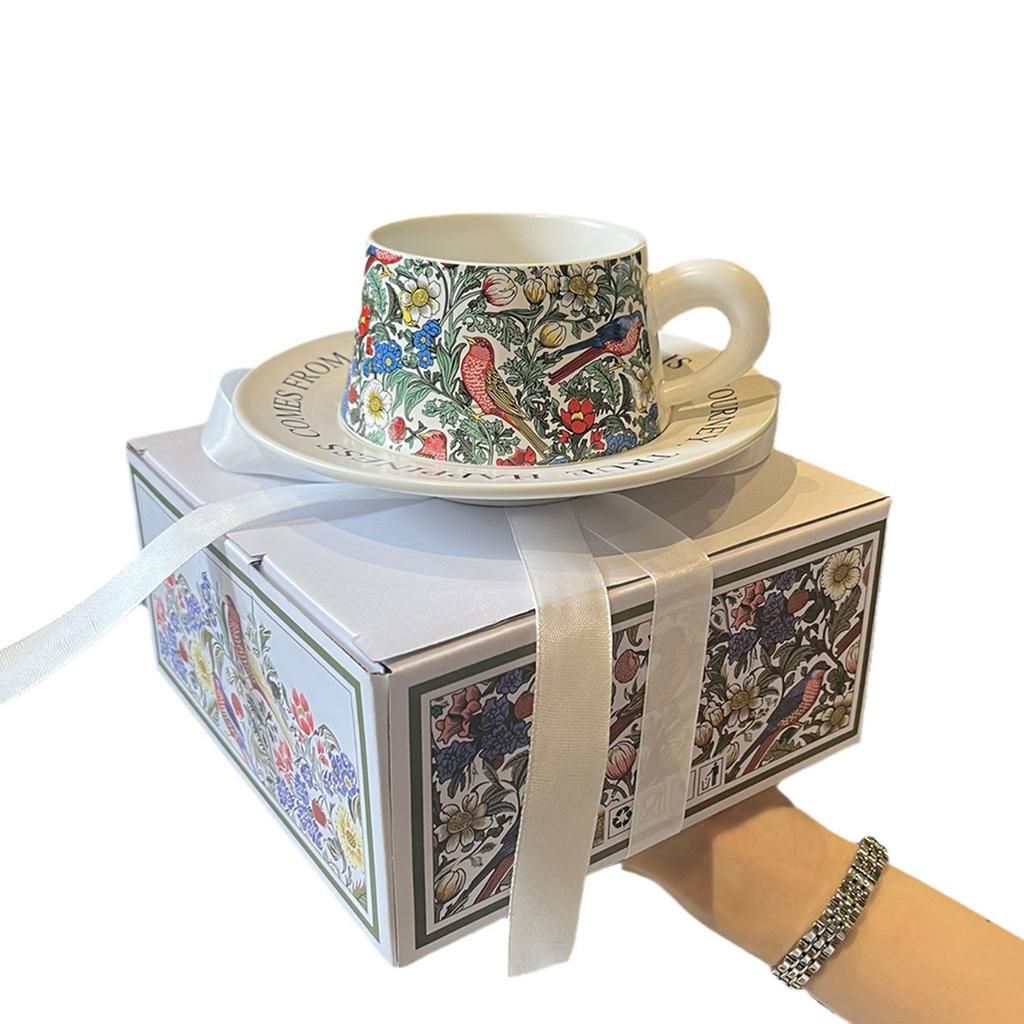 Colorful Ceramic Coffee Mug Set Afternoon Tea Mug Breakfast Milk Oatmeal Mug Cake Plate Home Cup Drinkware Set Party Guest Gifts