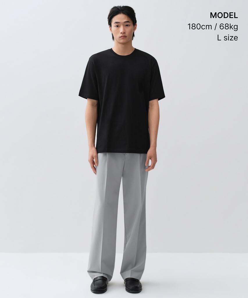 MUSINSA STANDARD [Cooltandard] Regular Crew Neck T-Shirt [Black]