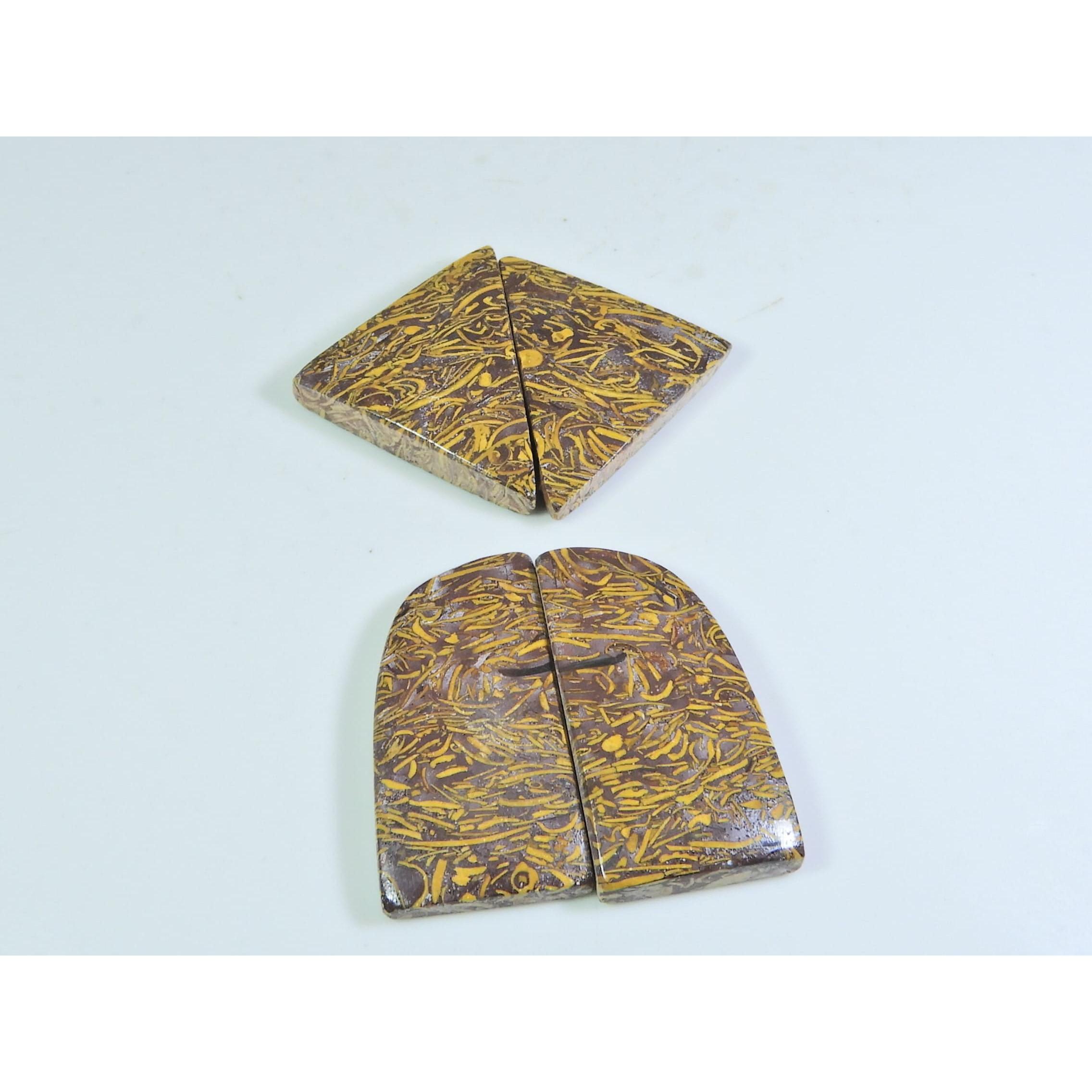 

31-32 ММ Натуральная Мариам Яшма Необычная Парная Пара Свободный Драгоценный Камень Лот из 3 Пар A-611