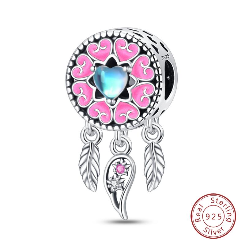 Copper Colorful Luminous Lotus Butterfly Dream Catcher Charms Beads Fit Qikaola Original Bracelets Diy Jewelry