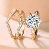 Crystal Female White Green Zircon Oval Stone Ring Set Fashion Vintage Gold Color Bridal Wedding Engagement Jewelry for Women