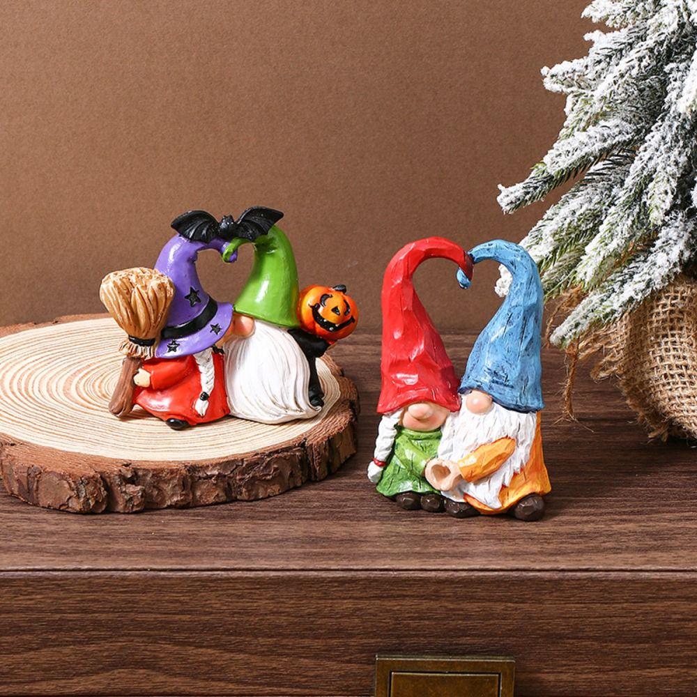 Handmad Couple Dwarf Ornaments Resin Dwarf Spirit Heart Shape Figurines Valentine's Day