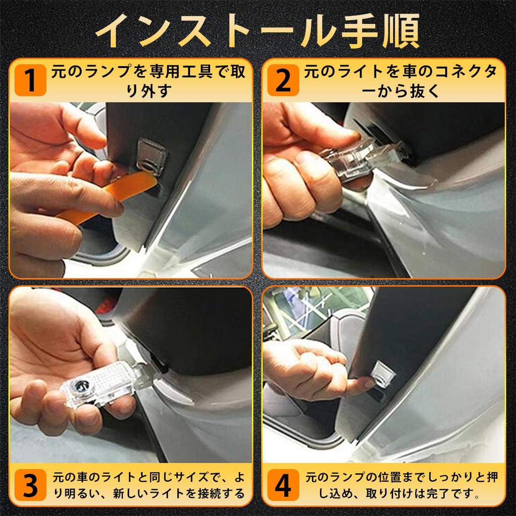 Rakulife Door Welcome Lights for Toyota Alphard 40 Courtesy and Vellfire 40 Series LED Logo LED Lamp Projection Energy Easy Set of 2 Series, Lamps,