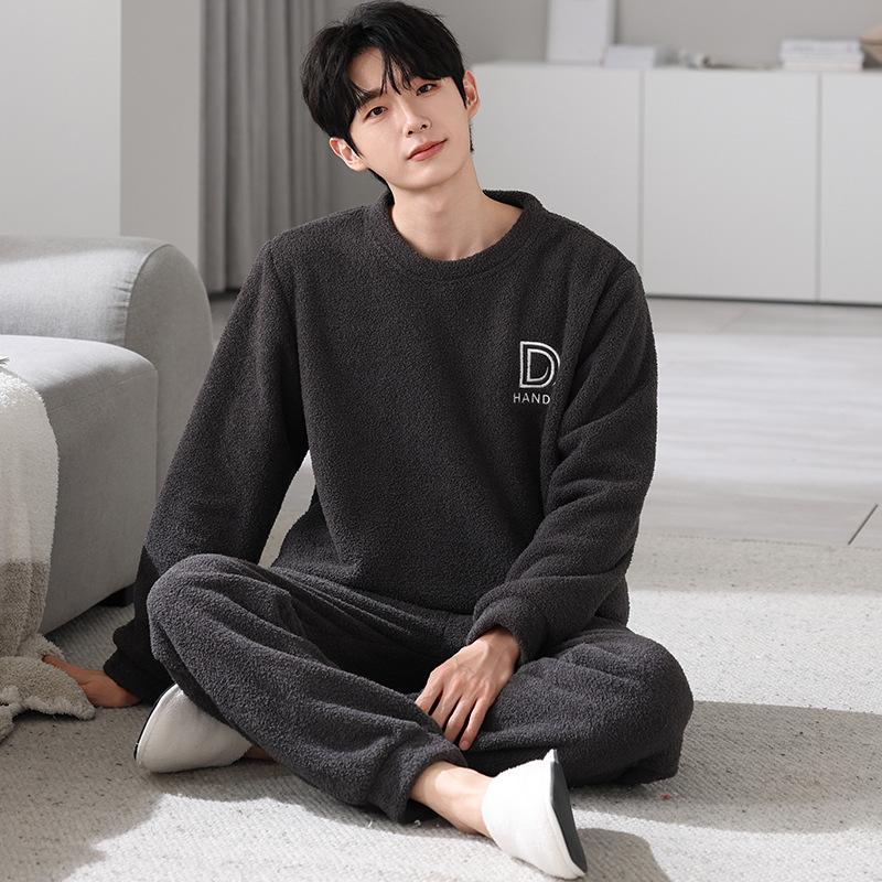 Couple Pajamas Autumn And Winter Half Fleece Women'S Red Natal Year Wedding Newlywed Men'S Winter Coral Fleece Suit