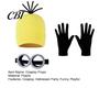 Adjustable Elastic Goggles 3Pcs Halloween Costume Accessories, Yellow Knitted Hat Steampunk Retro Style Gloves Adults Cosplay Party Set for Men Women