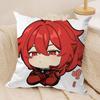 Diluc Cute Cute Genshin Impact Cushion Cover Silky Short Plush Invisible Zipper Dustproof Sofa Pillow Case For Home Decor