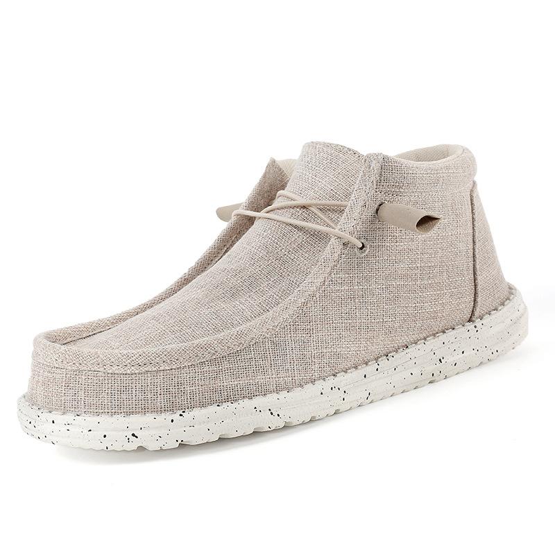 Unisex Linen Fabric Chelsea Boots Slip-On Elastic Ankle Boots Comfortable Breathable Loafers Casual Walking Shoes for Men Women