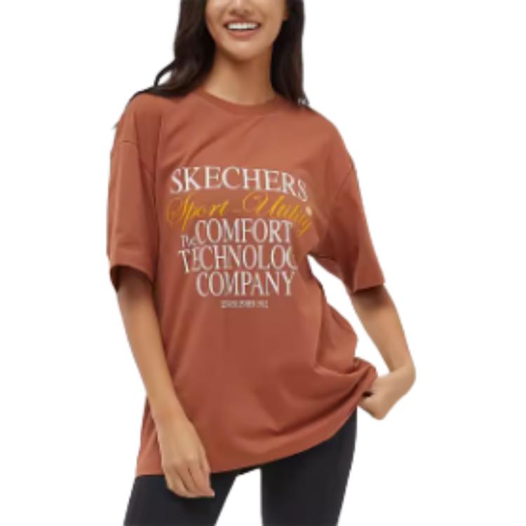 Skechers Sport Utility Round Neck Loose Breathable Short Sleeve T-Shirt Unisex Tops Imperial-Jade Brown L324U028-046K