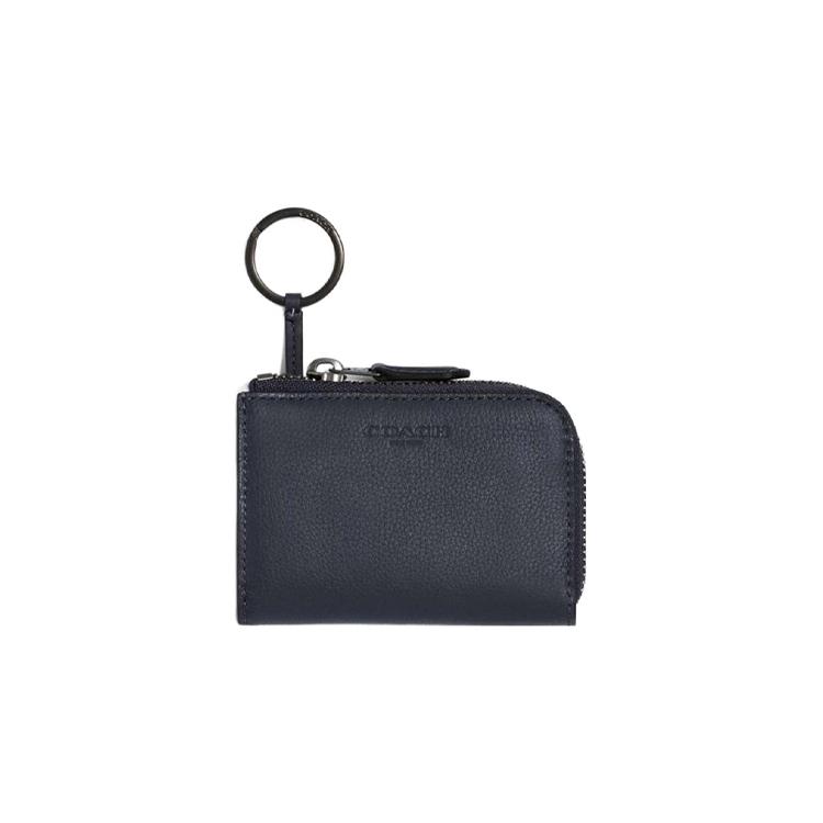 

New COACH Key Case Leather Coin Purse Key Pouch Mini Men s Black C6208G-QBBHP 11.4*2.0*7.6CM