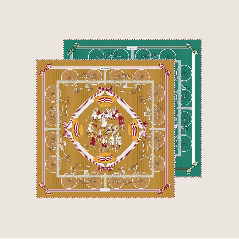 

New Luxury Hand Rolled Twill Silk Scarf Women Double Side Printed Square Scarves Wraps Echarpes Foulards Femme Hijabs 53CM 53CM x 53CM